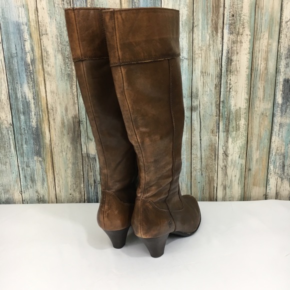 Born Handcrafted Side Zip Leather Heeled Boots - Picture 4 of 8